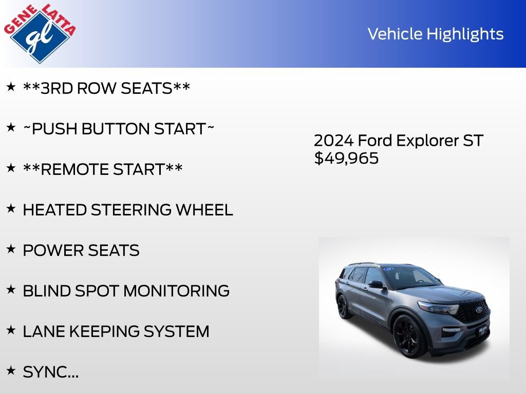 Certified 2024 Ford Explorer ST w/ Equipment Group 401A AWD/4WD image 35