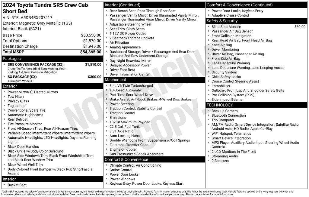 Used 2024 Toyota Tundra SR5 w/ SR5 Convenience Package AWD/4WD image 45