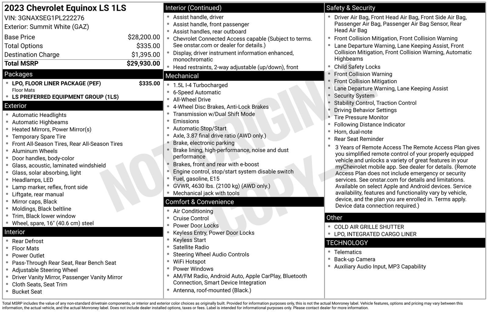 Used 2023 Chevrolet Equinox LS w/ LPO, Floor Liner Package AWD/4WD image 4