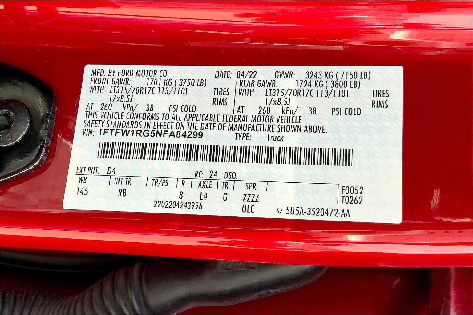 Certified 2022 Ford F150 Raptor w/ Equipment Group 801A High image 35