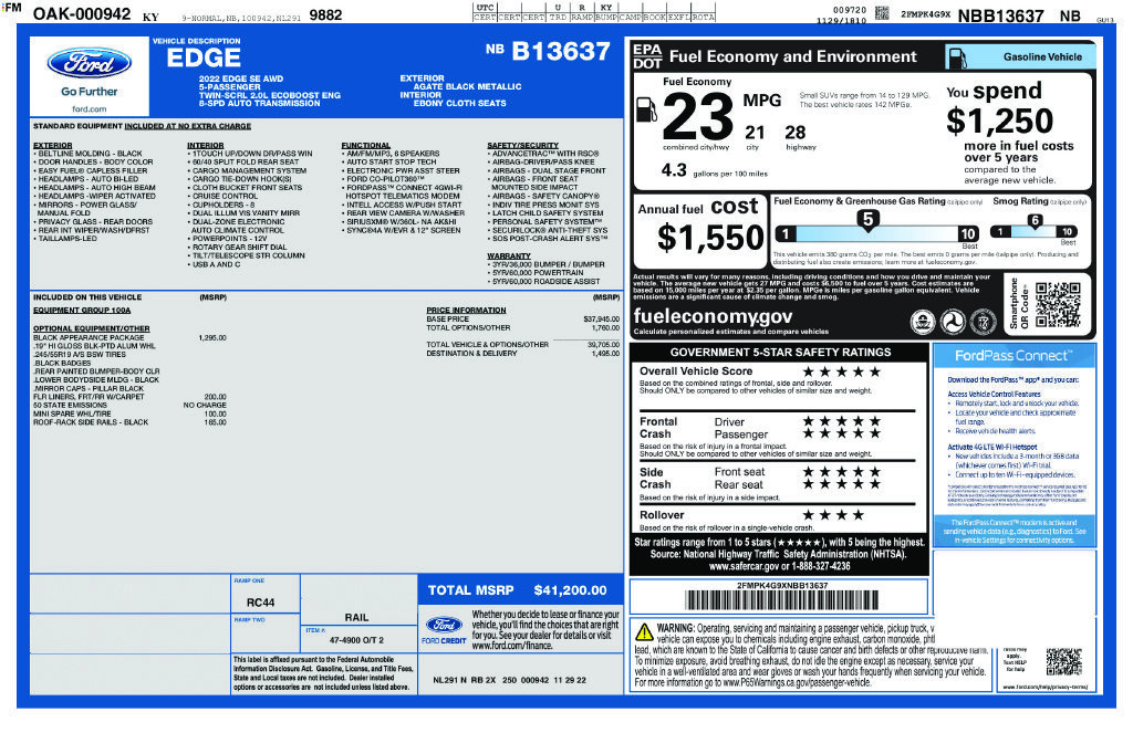 Certified 2022 Ford Edge SE w/ Black Appearance Package AWD/4WD image 32