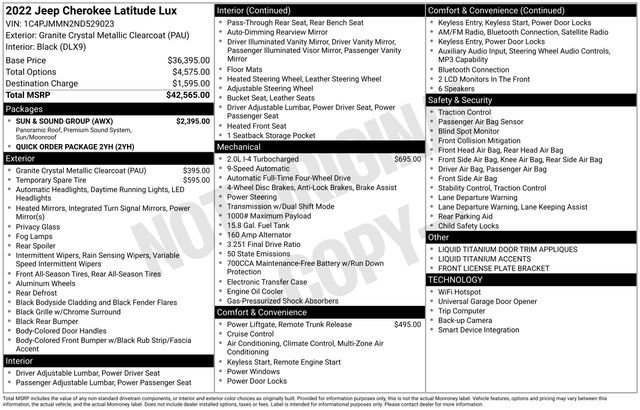 Used 2022 Jeep Cherokee Latitude Lux w/ Sun & Sound Group AWD/4WD image 6