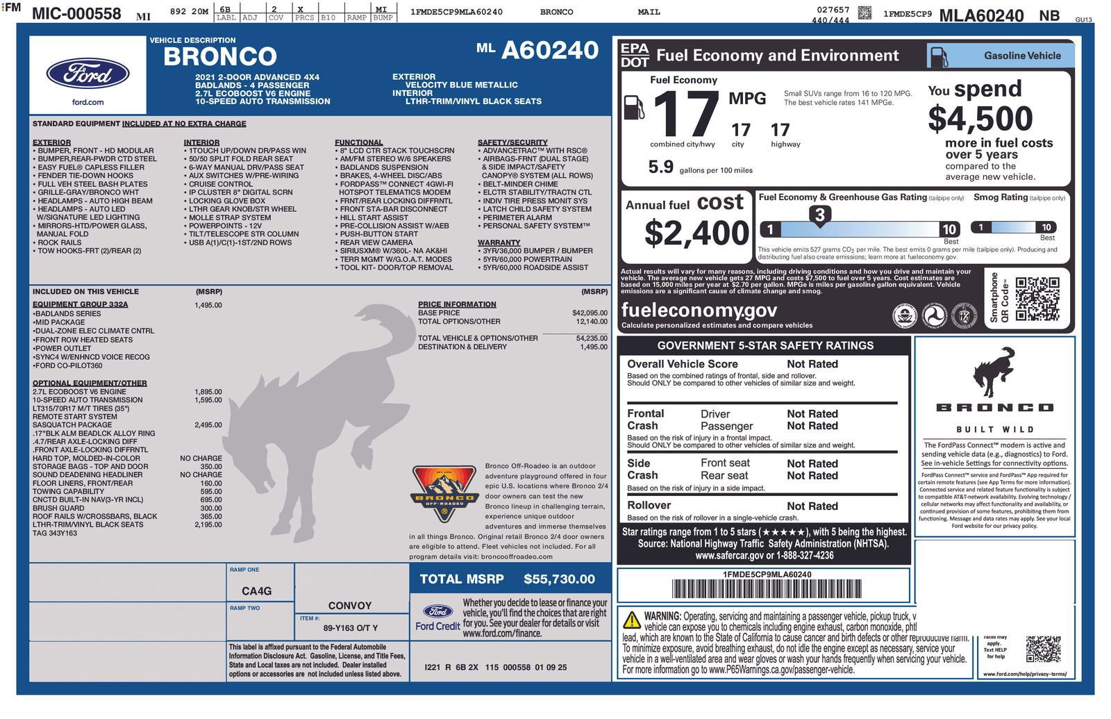 Certified 2021 Ford Bronco Badlands w/ Sasquatch Package image 10