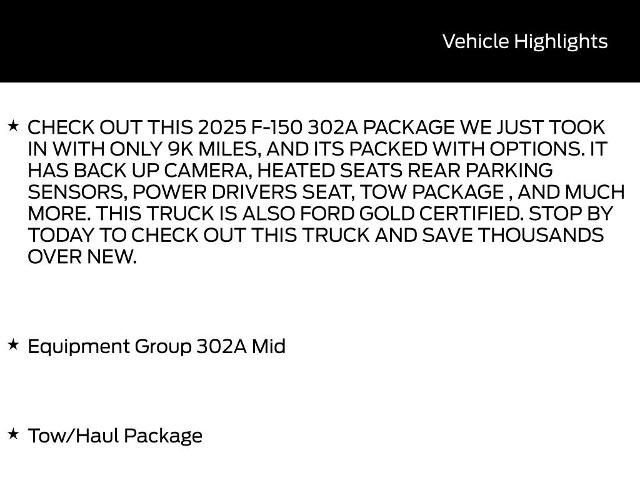 Certified 2025 Ford F150 XLT w/ Equipment Group 302A MID AWD/4WD image 8