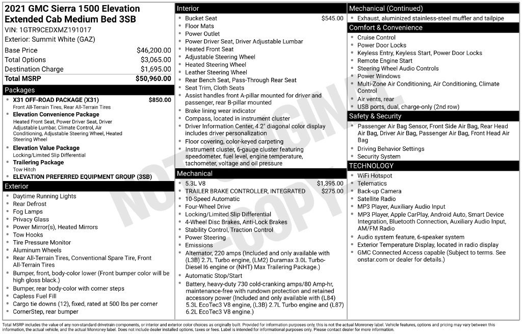 Used 2021 GMC Sierra 1500 Elevation w/ X31 Off-Road Package AWD/4WD image 33