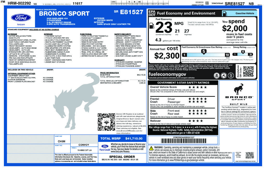 Certified 2025 Ford Bronco Sport Badlands AWD/4WD image 4