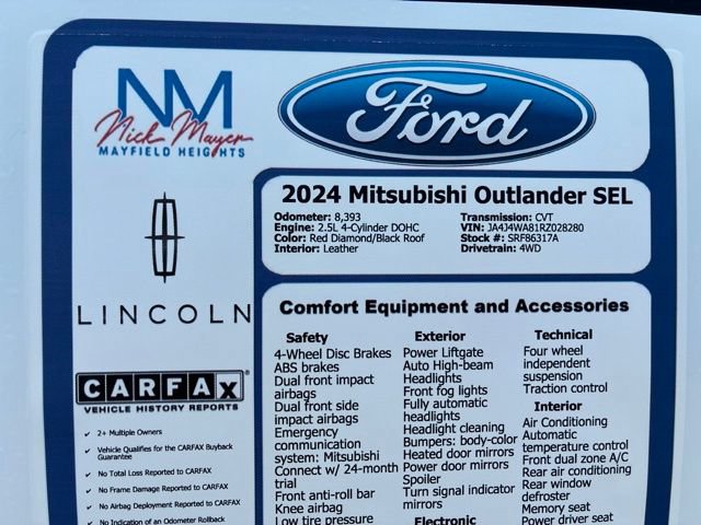 Used 2024 Mitsubishi Outlander SEL AWD/4WD image 44