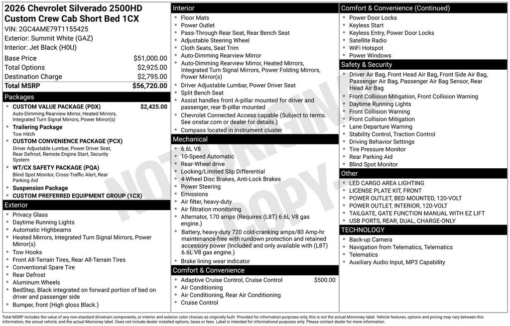 Used 2026 Chevrolet Silverado 2500 Custom w/ Custom Value Package RWD image 5