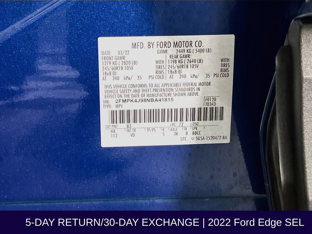 Certified 2022 Ford Edge SEL w/ Convenience Package AWD/4WD image 36