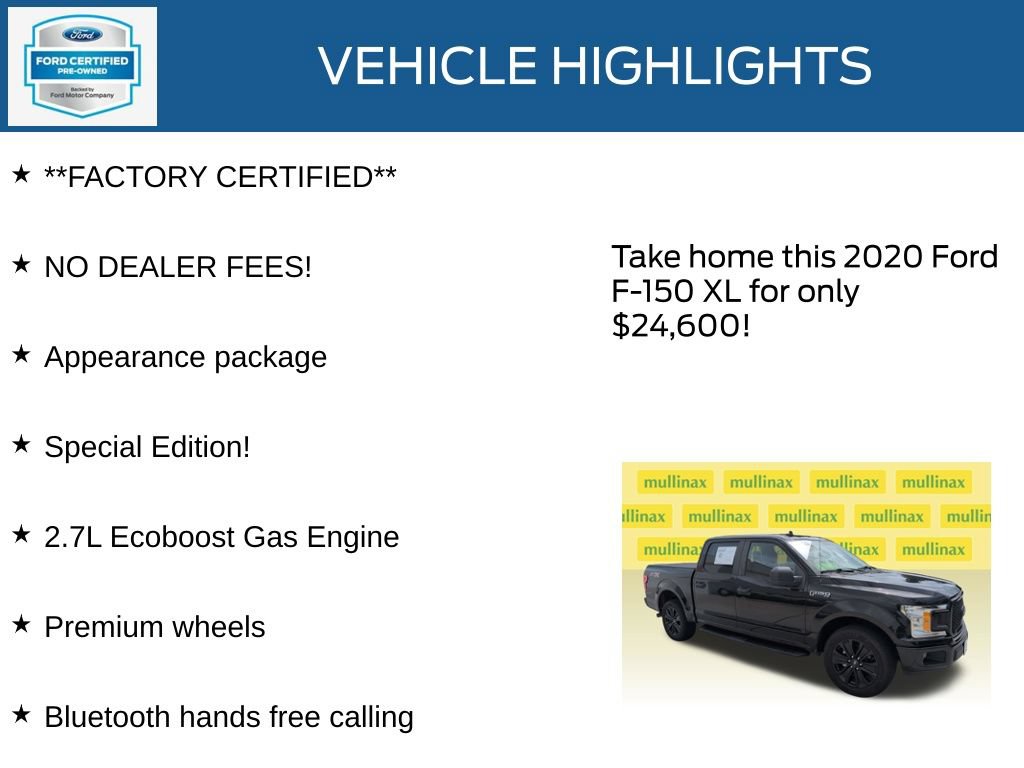 Certified 2020 Ford F150 XL w/ Equipment Group 101A Mid RWD image 12