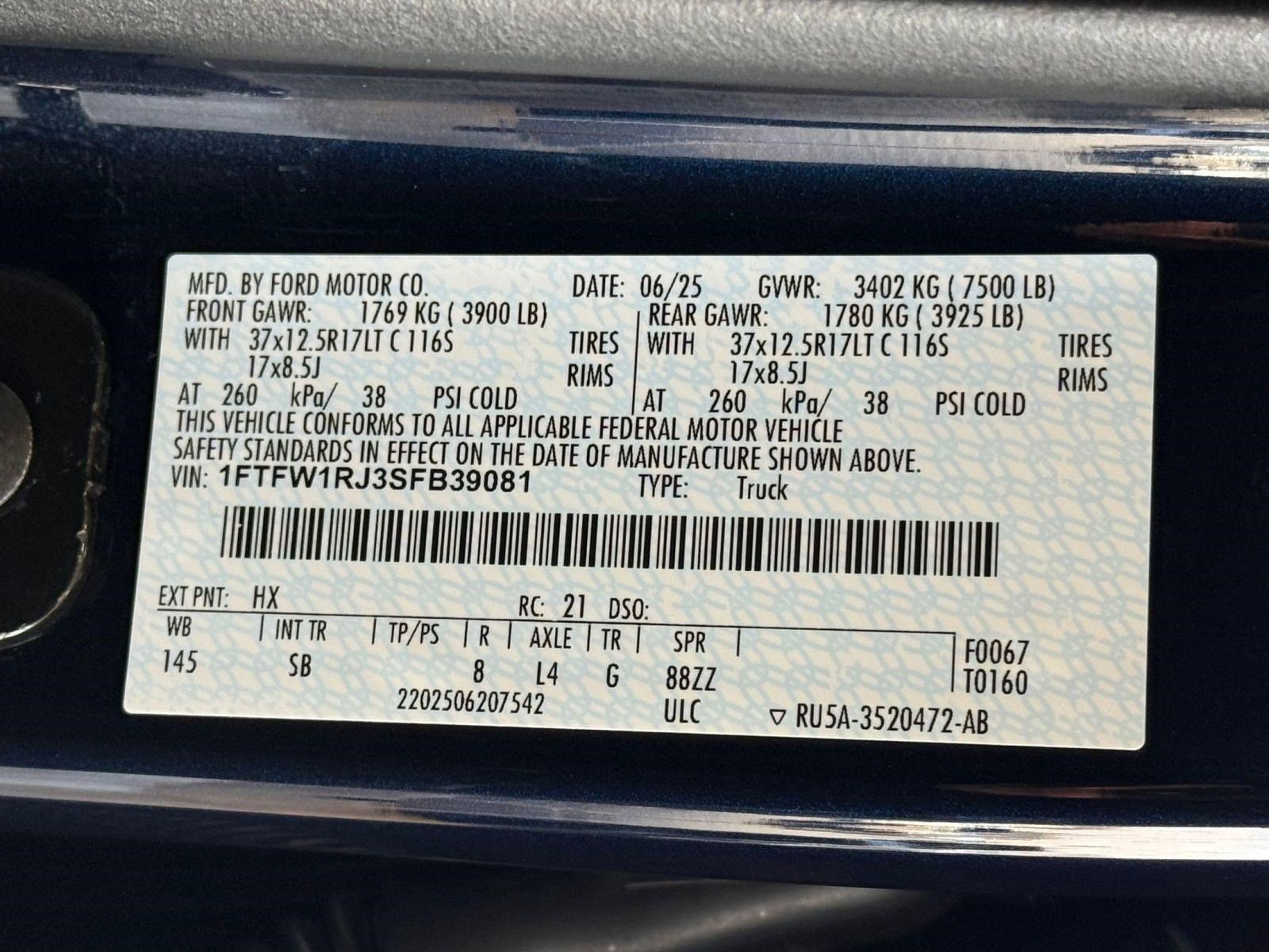 Certified 2025 Ford F150 Raptor w/ Equipment Group 803A Raptor R image 22