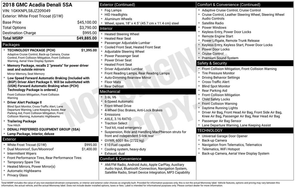 Used 2018 GMC Acadia Denali w/ Technology Package FWD image 5