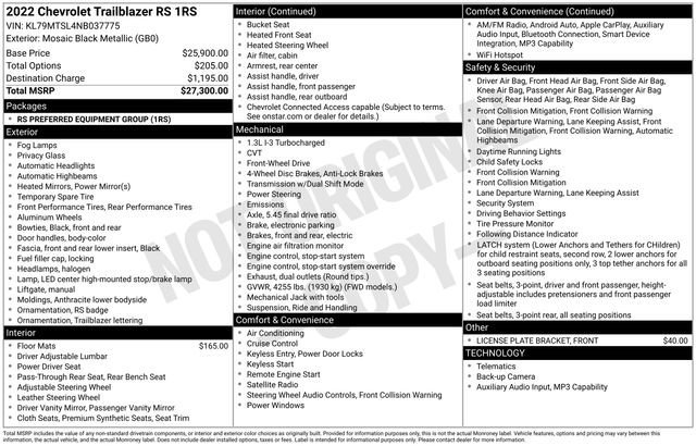 Used 2022 Chevrolet TrailBlazer RS image 11