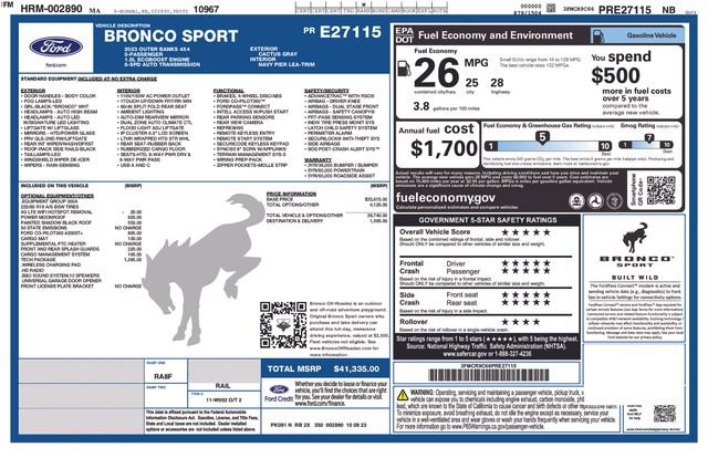 Certified 2023 Ford Bronco Sport Outer Banks w/ Tech Package AWD/4WD image 37