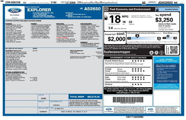 Certified 2018 Ford Explorer Sport w/ Equipment Group 401A AWD/4WD image 32