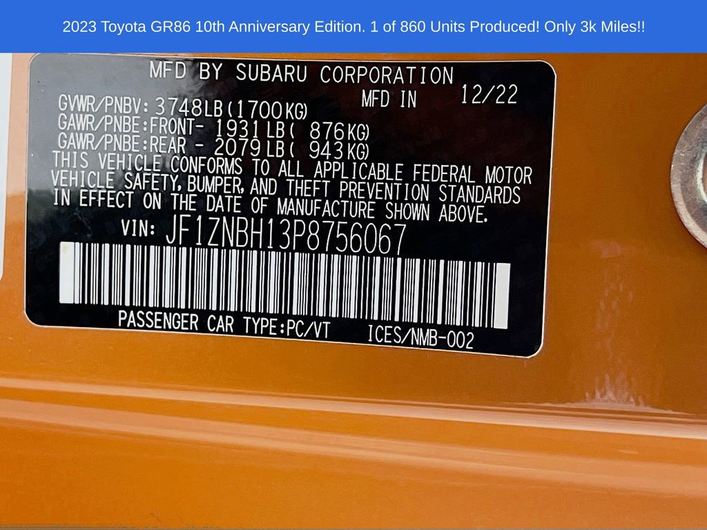 Used 2023 Toyota GR86 10th Anniversary SE image 30