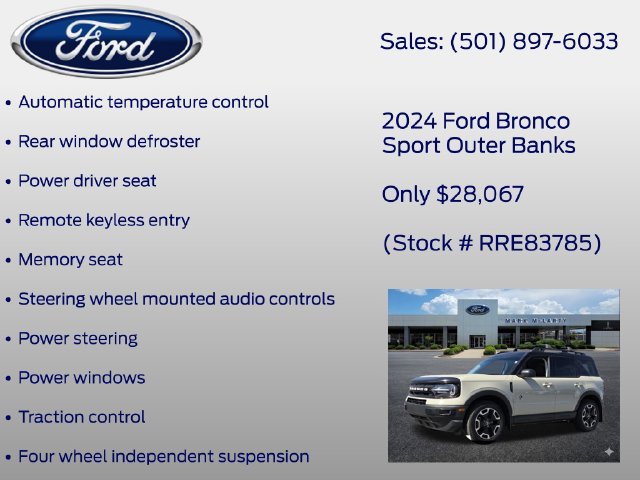 Certified 2024 Ford Bronco Sport Outer Banks AWD/4WD image 13