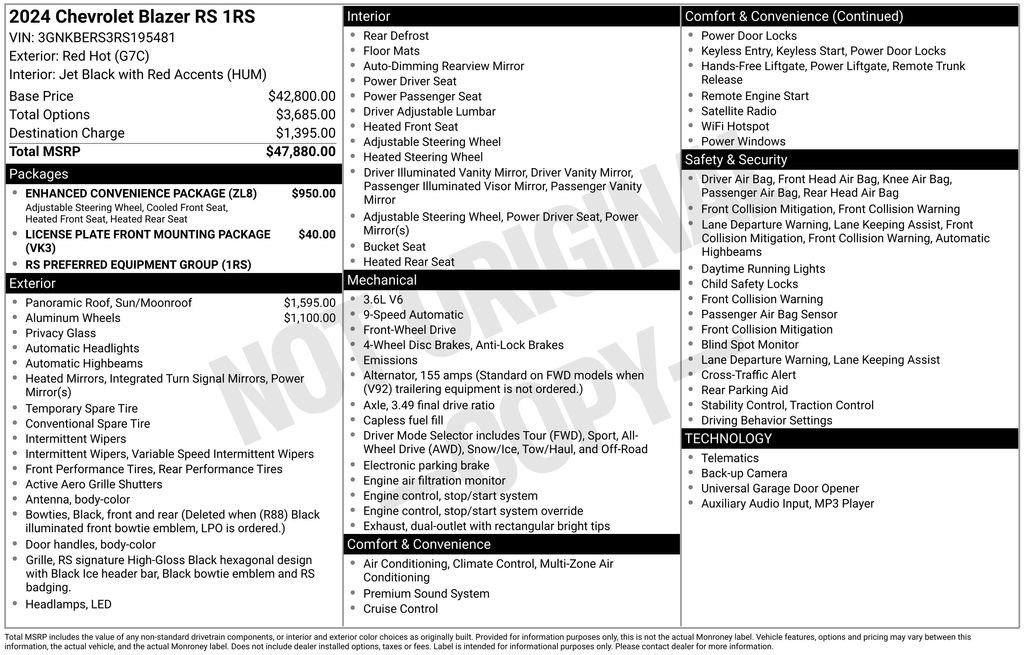 Used 2024 Chevrolet Blazer RS w/ Enhanced Convenience Package image 35