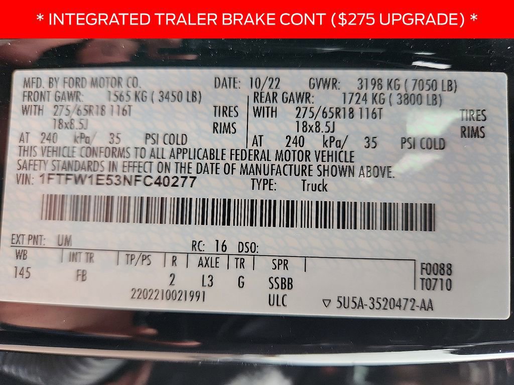 Certified 2022 Ford F150 XLT w/ Equipment Group 302A High image 28