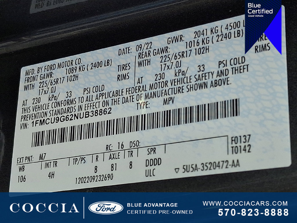 Certified 2022 Ford Escape SE w/ Convenience Package AWD/4WD image 28