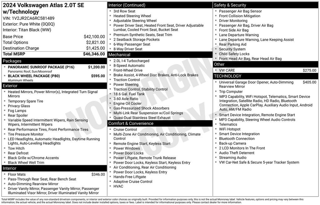 Used 2024 Volkswagen Atlas SE w/ Panoramic Sunroof Package FWD image 6