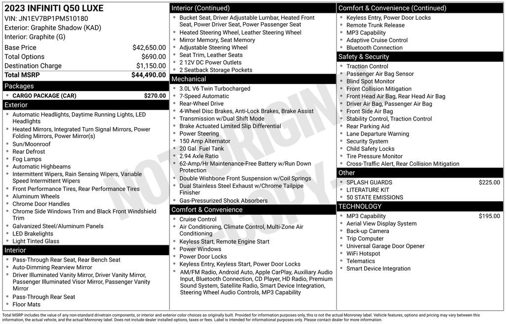 Used 2023 INFINITI Q50 Luxe w/ Cargo Package image 3