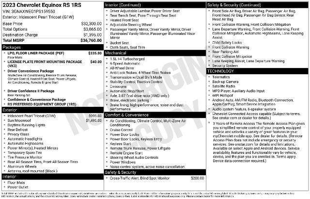 Used 2023 Chevrolet Equinox RS w/ LPO, Floor Liner Package AWD/4WD image 3