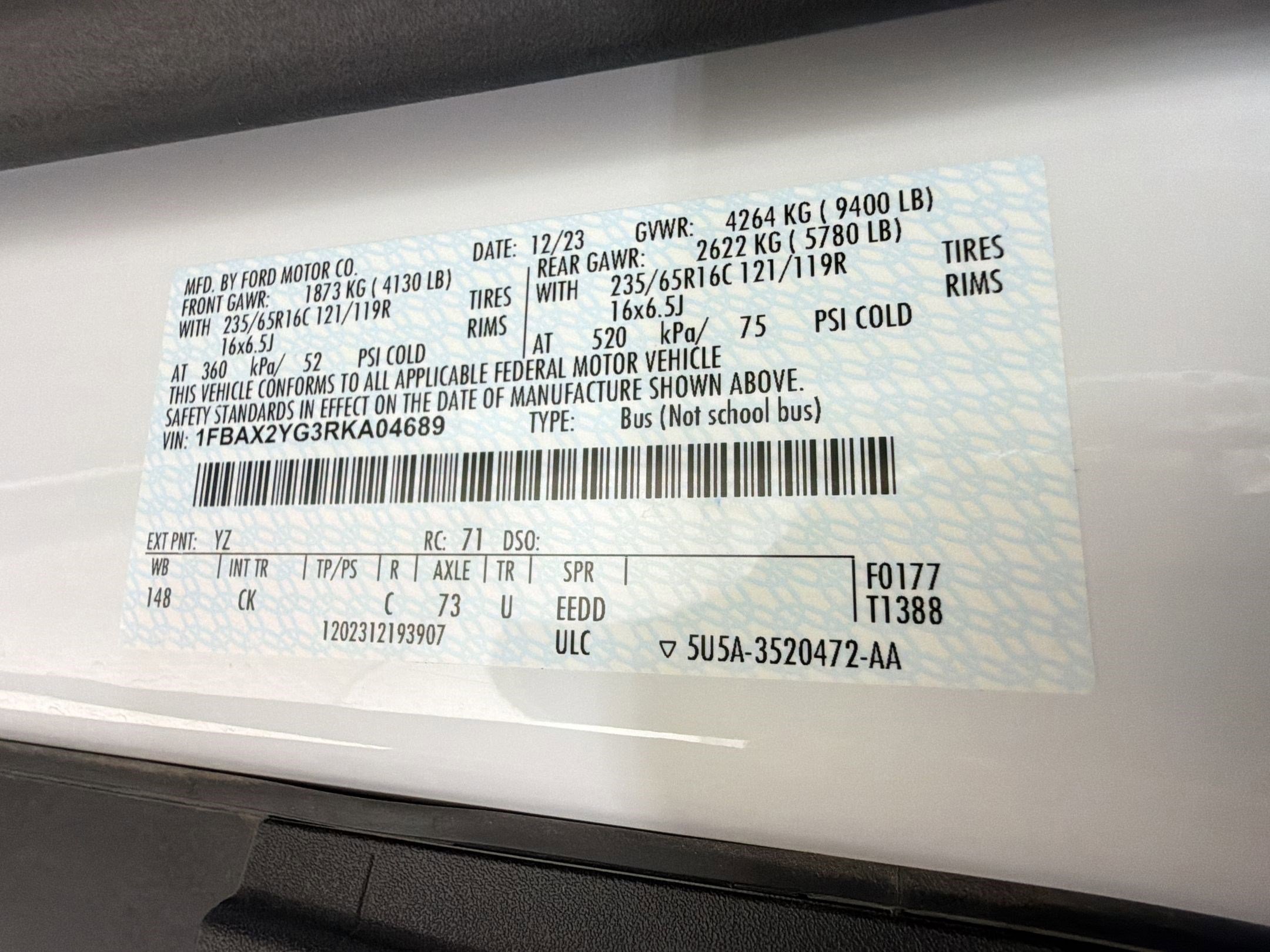 Certified 2024 Ford Transit 350 XLT RWD image 18