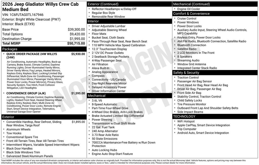 Used 2026 Jeep Gladiator Sport AWD/4WD image 8
