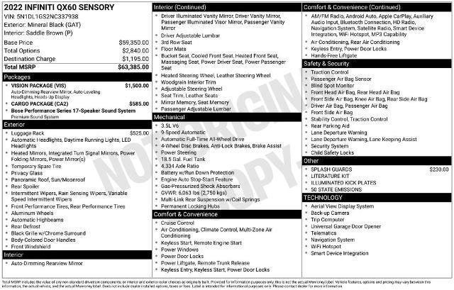 Used 2022 INFINITI QX60 Sensory w/ Vision Package image 8