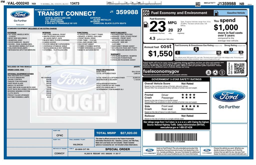 Certified 2018 Ford Transit Connect XL FWD image 27
