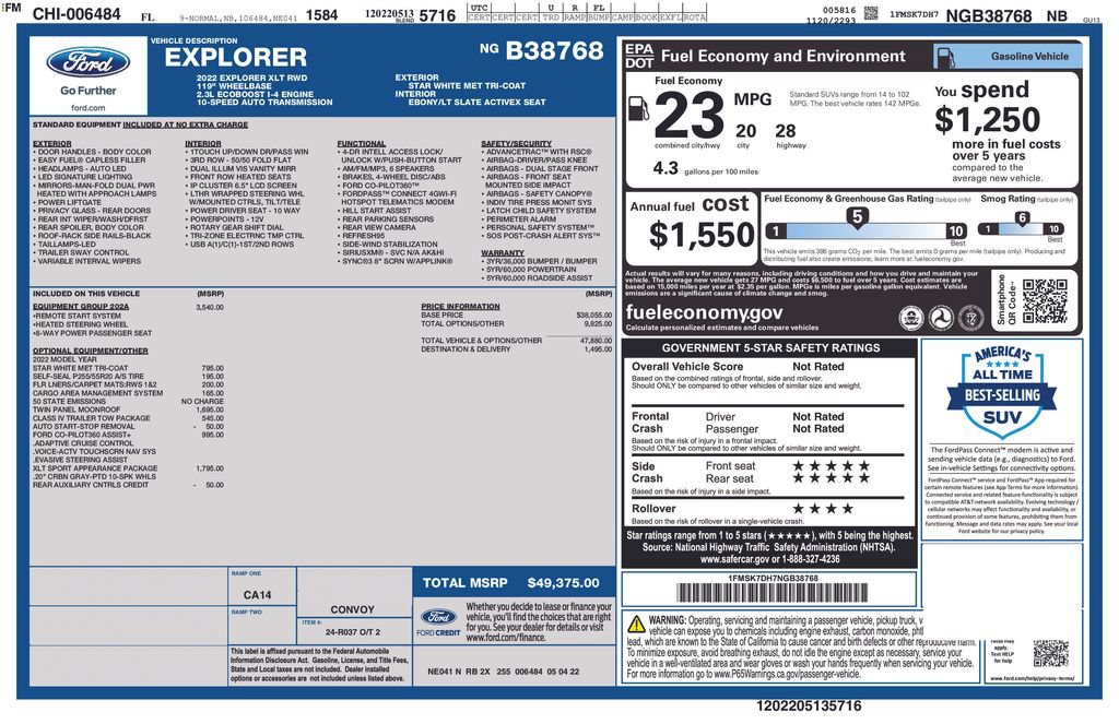 Certified 2022 Ford Explorer XLT w/ Equipment Group 202A RWD image 6