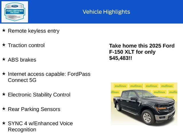 Certified 2025 Ford F150 XLT w/ Equipment Group 301A Standard AWD/4WD image 10