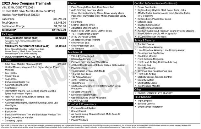 Used 2023 Jeep Compass Trailhawk w/ Sun and Sound Group image 4