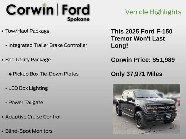 Certified 2025 Ford F150 Tremor w/ Bed Utility Package AWD/4WD image 7