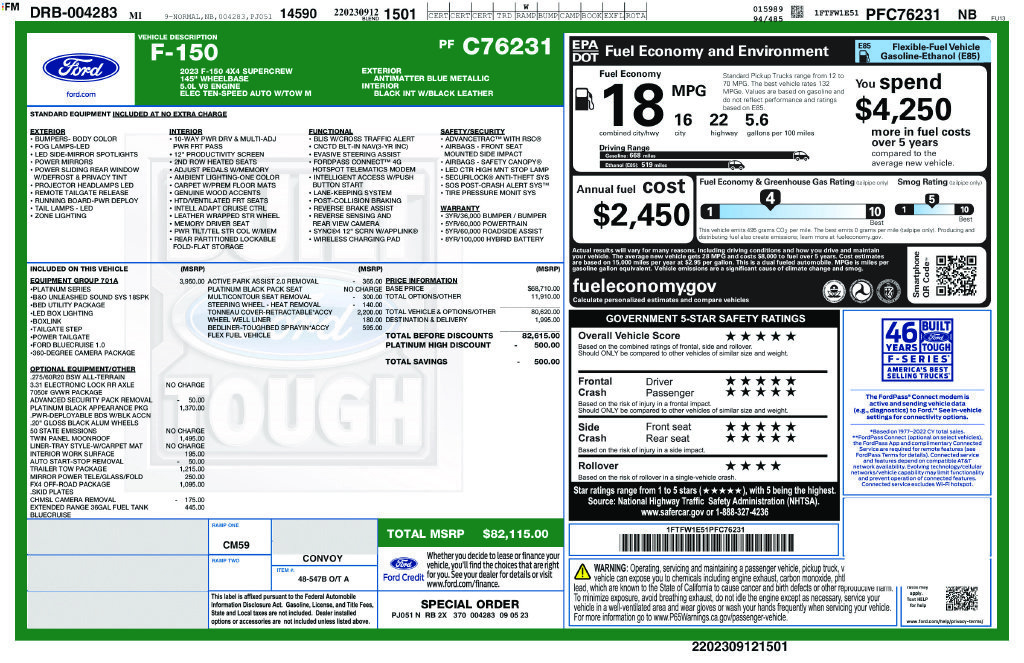 Certified 2023 Ford F150 Platinum w/ Equipment Group 701A High AWD/4WD image 9