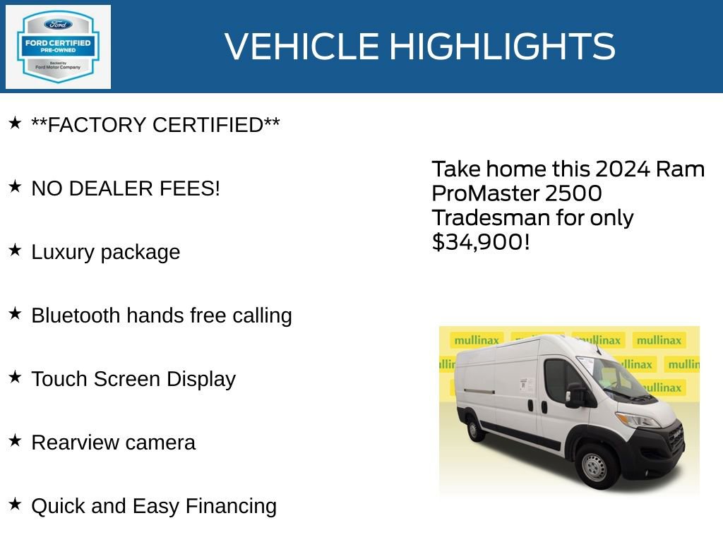 Used 2024 RAM ProMaster 2500 w/ Convenience Group FWD image 12