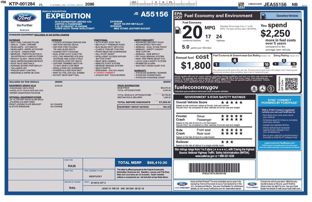 Certified 2018 Ford Expedition Limited w/ Equipment Group 301A RWD image 5