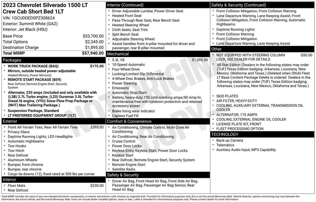 Used 2023 Chevrolet Silverado 1500 LT w/ Work Truck Package image 7