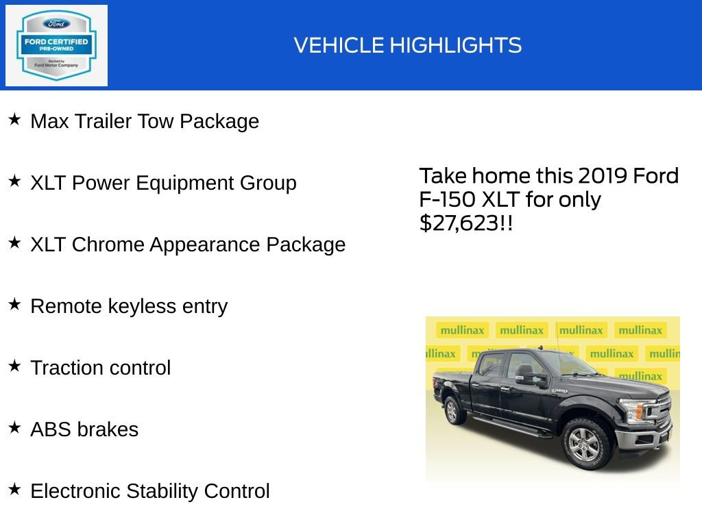 Certified 2019 Ford F150 XLT w/ Equipment Group 302A Luxury image 18