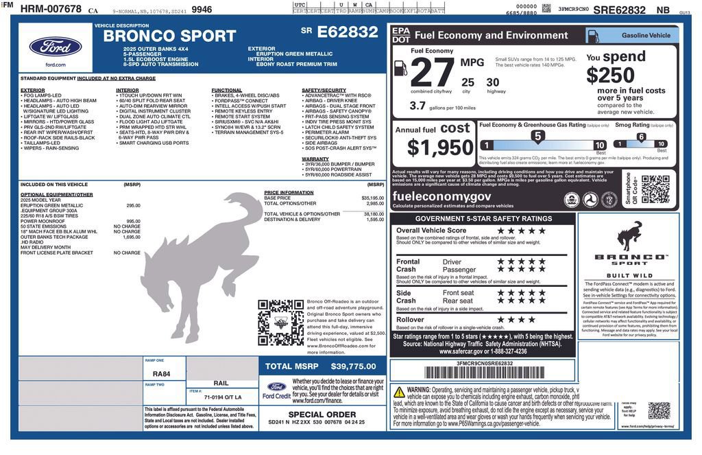 Certified 2025 Ford Bronco Sport Outer Banks w/ Outer Banks Tech Package+ image 33