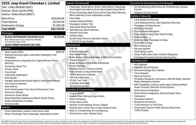 Used 2025 Jeep Grand Cherokee L Limited w/ Black Appearance Package RWD image 27