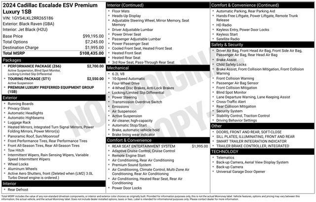 Used 2024 Cadillac Escalade ESV Premium Luxury w/ Performance Package AWD/4WD image 58