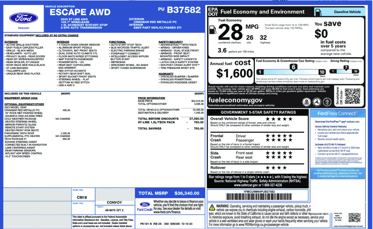 Certified 2023 Ford Escape ST-Line w/ Tech Pack #1 AWD/4WD image 20