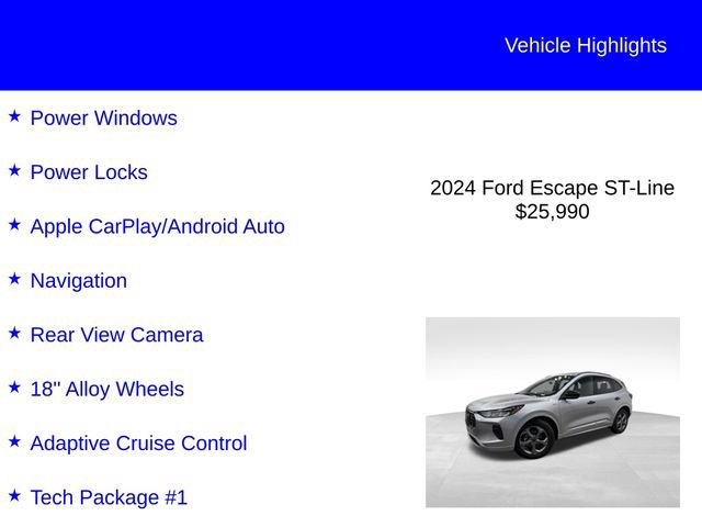 Certified 2024 Ford Escape ST-Line w/ Tech Pack #1 FWD image 3