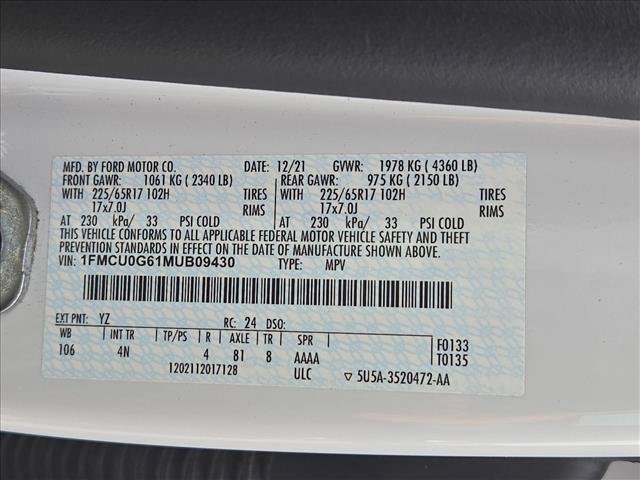 Certified 2021 Ford Escape SE w/ Convenience Package FWD image 25