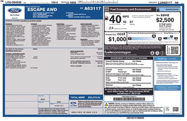 Certified 2020 Ford Escape SE Sport AWD/4WD image 40