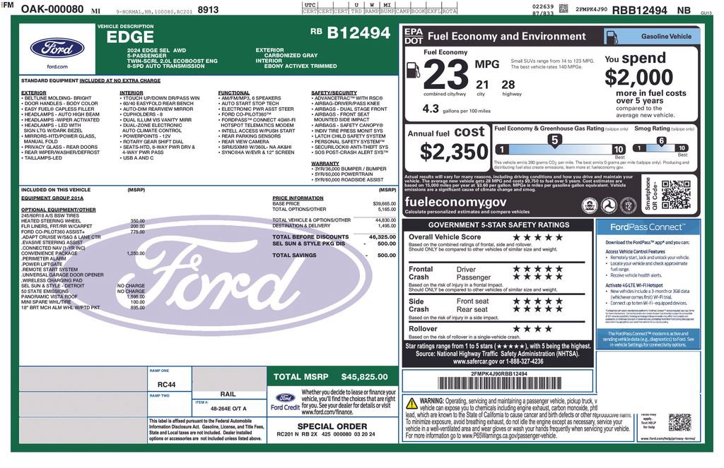 Certified 2024 Ford Edge SEL w/ Convenience Package AWD/4WD image 24