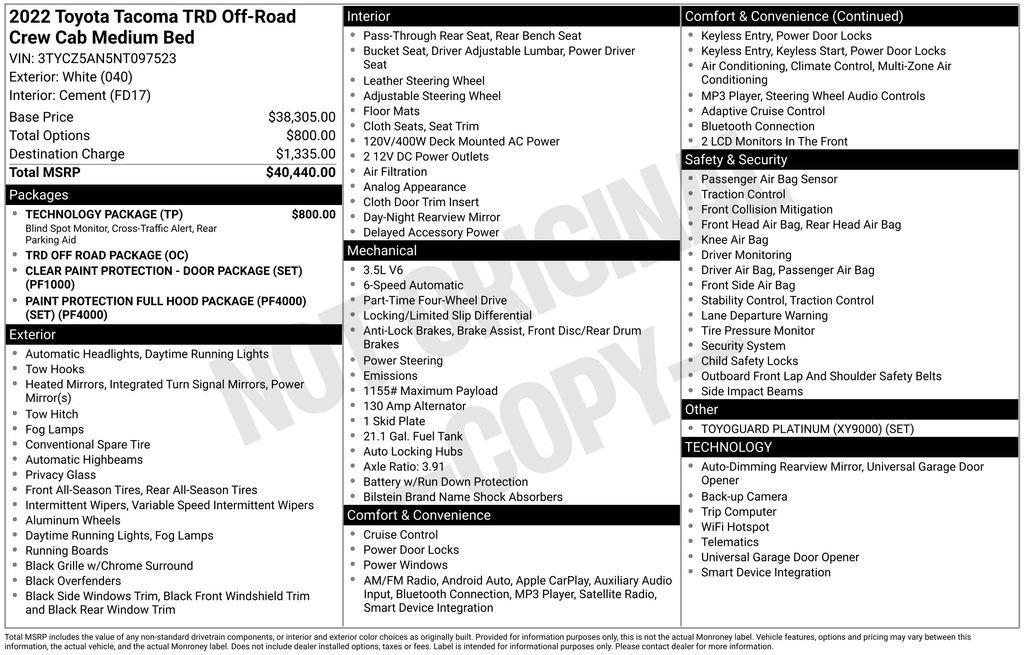 Used 2022 Toyota Tacoma TRD Off-Road w/ Technology Package image 10