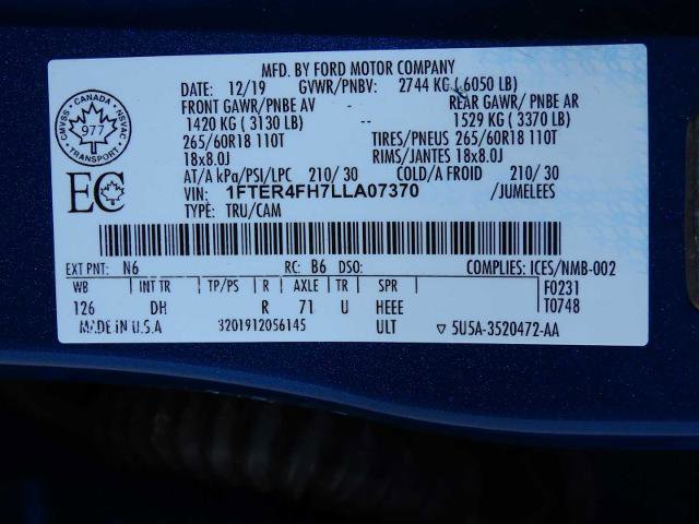 Certified 2020 Ford Ranger Lariat w/ Equipment Group 501A Mid image 37